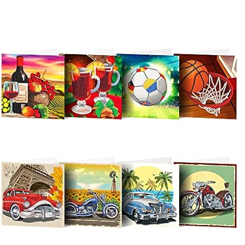 SPEPROECO Diamond Painting Cards,8 Pcs Diamond Painting Greeting Cards with Envelopes,5D DIY Diamond Art Painting Greeting Cards,Diamond Drawing Cards Kits for Thanksgiving,Festival,Birthday Cover