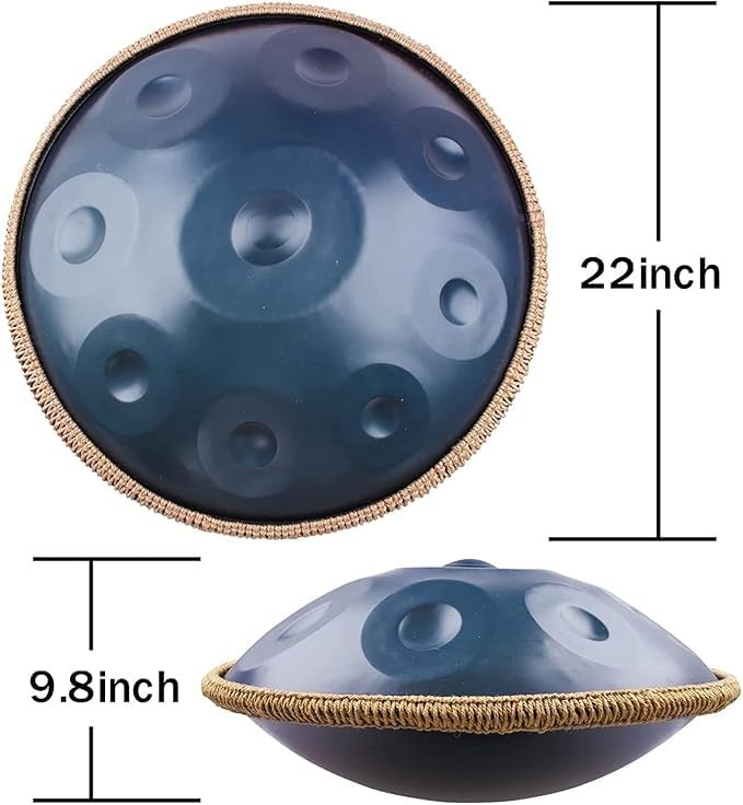 Handpan stalowy instrument perkusyjny z torbą do przenoszenia, dekoracją sznurkową i pałeczkami do medytacji, jogi i zen – 14 nut