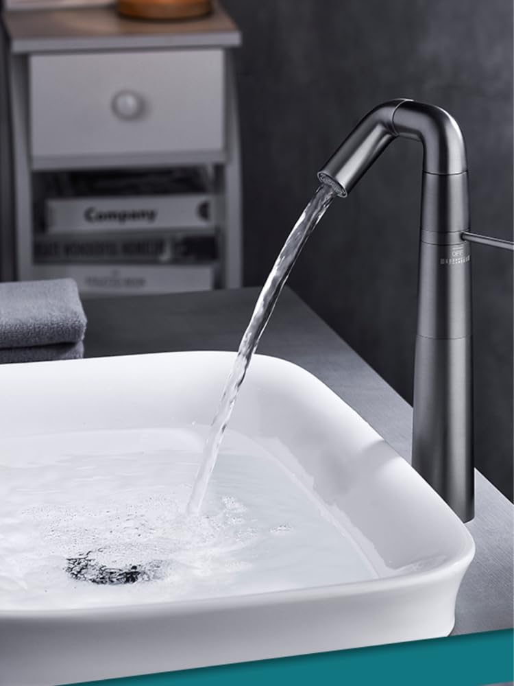 Robinet de lavabo de salle de bain gris tall mitigeur eau chaude et froide