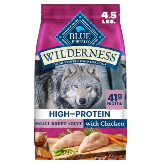 Blue Buffalo Wilderness Chicken Small Breed Adult Dry Dog Food with Wholesome Grains + Antioxidant-Rich Fruits & Veggies, 41g Protein, Supports High Energy Needs, Natural Ingredients, 4.5 lbs.