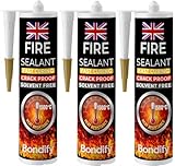 BONDIFY Feuerfester Schamottkleber bis 1500°C 3Stk Schwarz Feuerzement für Holzöfen, LÖSUNGSMITTELFREI Kleber zur Kaminreparatur Ofenkleber Ofenbau, Grill & Feuerraum Hochtemperatur Silikondichtstoff