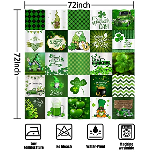 Cyrekud 72" X 72" St.patrick's Day Shower Curtain Green Clover Shamrock Irish Gnome Bathroom Set St Patricks Day Holiday Home Bath Bathtub Decor Durable Fabric Machine Washable With 12 Hooks #TOP3