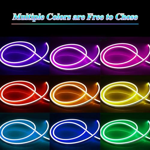 Image of LED Strip Lights for Bedroom 16.4ft Flexible Waterproof RGB Neon Light Strips Color Changing Lights with Power Supply Silicone Neon Multiple Modes Rope Lights for Party Indoor and Outdoor Decoration