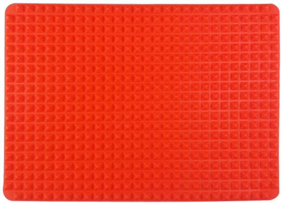 Uniwey Red Pyramid Pan Fat Ucing Non Stick Silicone Mould Cooking Mat Oven Baking Tray (2 Pack)