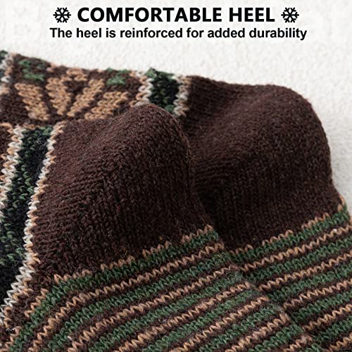 Image of IIG 5 Pairs Women's Vintage Style Thick Wool Warm Winter Crew Socks
