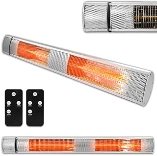 FUTURA Deluxe Wall Mounted Electric Infrared Outdoor Garden Patio, Bathroom Heater 2500W, Waterproof, Remote Control Included (2500W Wall Mounted)