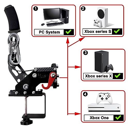 Obokidly Upgrade USB Handbrake Support G923(Advanced G920) Compatible With XBOX ONE/XBOX ONE S AND PC For Sim racing Game Sim Rig With Clamp (Black-3)
