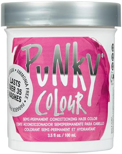 Punky Colour Flamingo Pink Semi Permanent Hair Color – Vibrant Pink Hair Dye, Vegan & Cruelty-Free Conditioning Formula, Lasts Up to 35 Washes, 3.5 fl oz