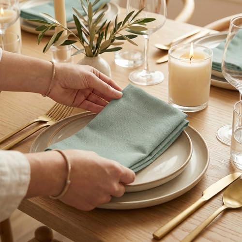ACCENTHOME Accent Home 100% Cotton Napkins, Delicate Cloth Napkins for Dinners, Parties and Weddings，18 x 18 Inch Set of 12 - Teal by ACCENTHOME - Used condition - Image 2