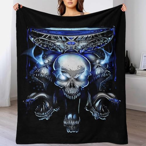 Couverture microfibre douce imprimé crâne 3D jeté de canapé - 4