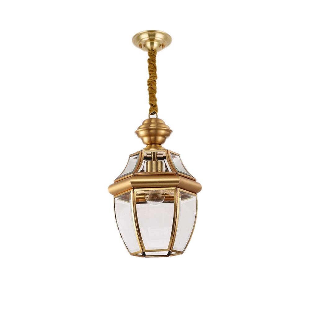 Lampe suspendue E27 lustre de plafond en cuivre et verre or