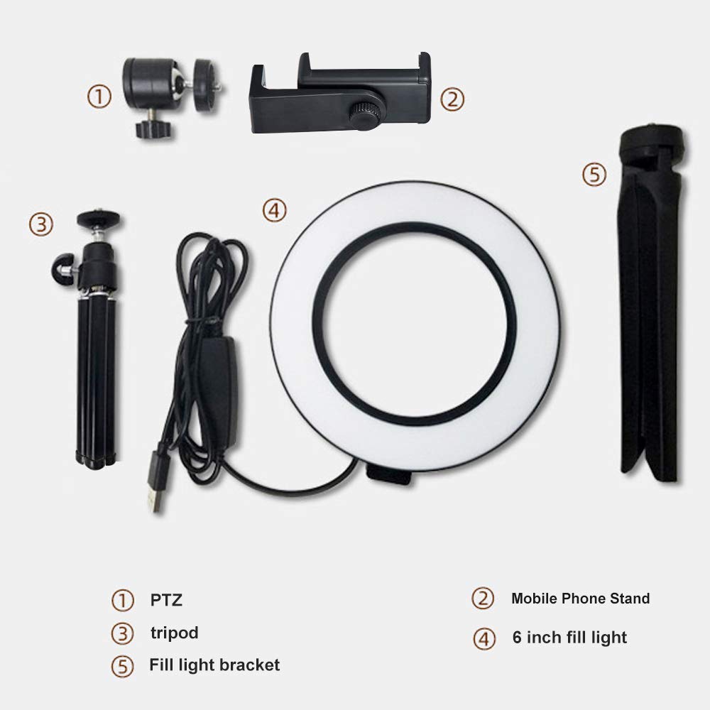 Topchances Luce di riempimento ad anello, luce ad anello LED da 6 pollici, supporto per treppiede e dimmerabile 3 modalità luce calda/fredda per Tiktok, live streaming, video Youtube, trucco