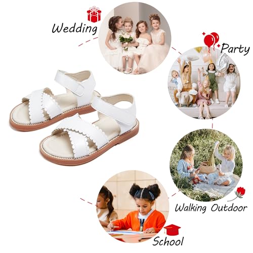 Image of PHIRAMIN Toddler Girl Sandals - Flower Girl Dress Shoes Open Toe Little Kid Flats