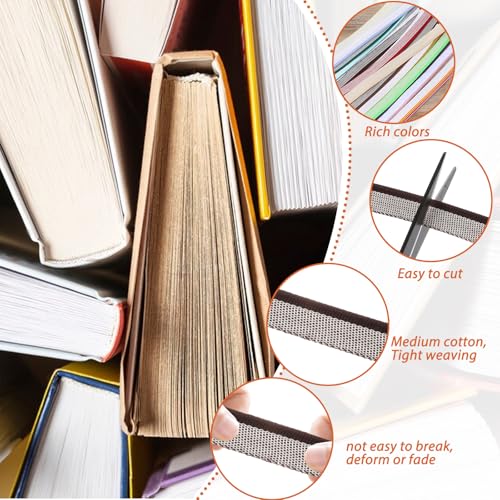 HJZHII 24 Stück Buchbinder Stirnbänder,30 X 1.4cm Buchbinden Buchbinderleinen Buch Binden Buchbinder Set Baumwoll Buch Stirnband Buchbinde für Buchbindeanfänger Buchreparatur Buchdekoration(24)