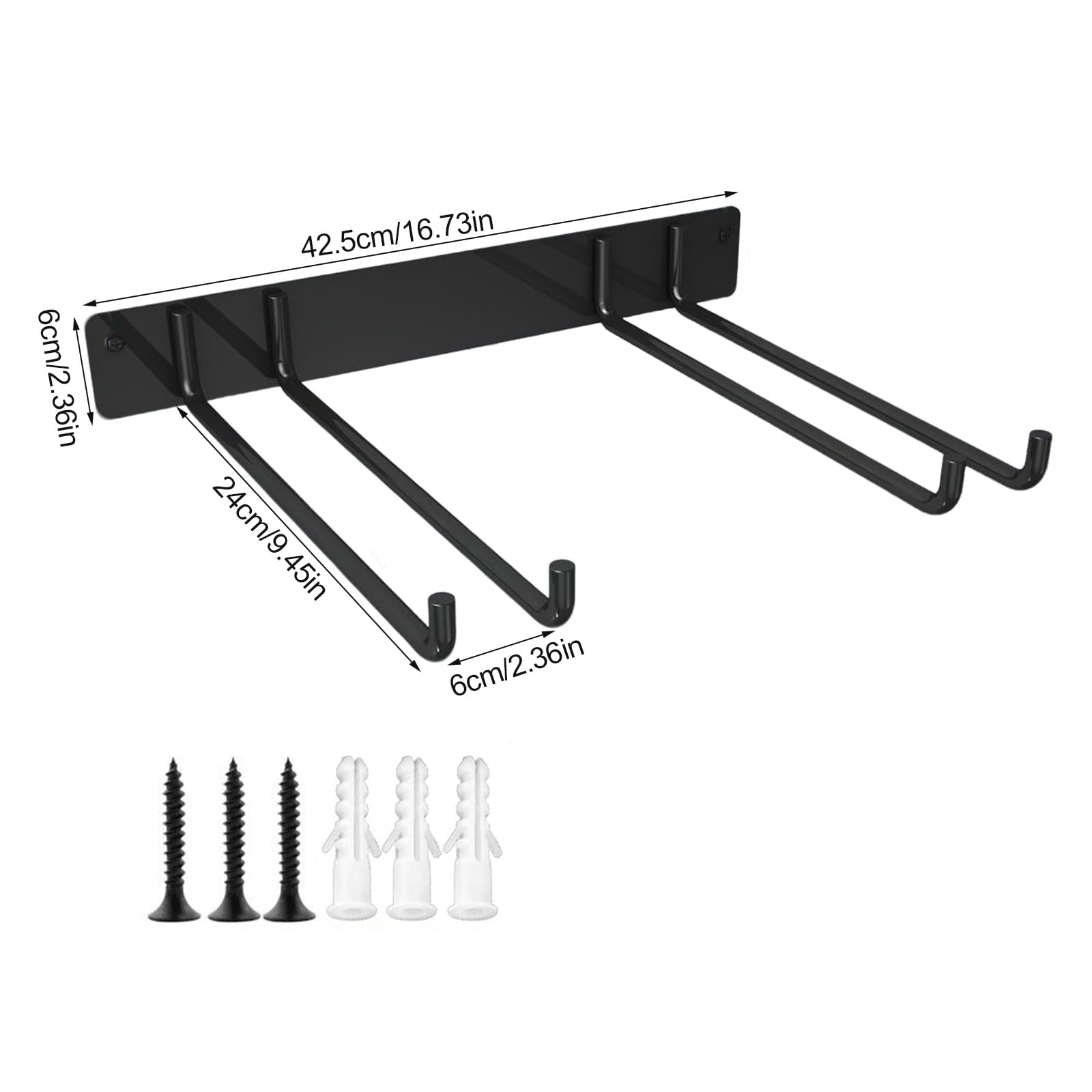 WMLBK Supporto da parete in metallo con 4 ganci doppi e 2 pannelli, portata 100 kg, per pale, scope, rastrelli e attrezzi da giardino in garage, giardino, cantina