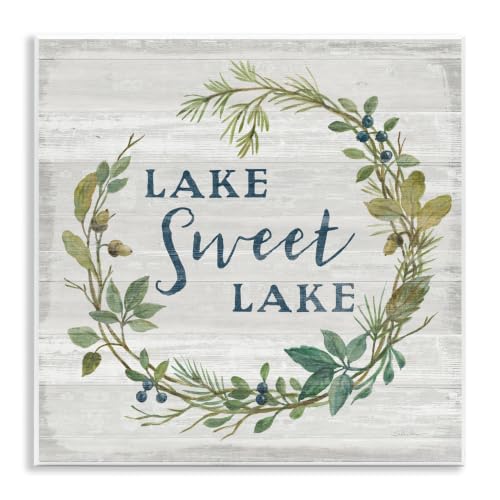 Rustic Floral Lake House Quote, 12 x 12 Inch Mounted Print on Wall Plaque