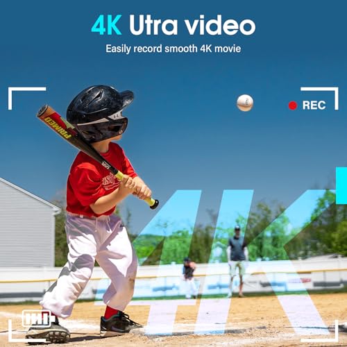 4K 64MP Digital Camera with 32GB TF Card, 180° Flip Screen Autofocus Camera with Macro Function and 16x Digital Zoom, Compact Camera with USB Cable for Teenagers Boys and Girls