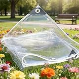 ☀️ 【Material duradero】: lona de plástico PVC transparente, peso: 400 g/m², que es segura y respetuosa con el medio ambiente, suave, fácil de plegar y almacenar, alta tenacidad, tracción y duradera. Puede ser impermeable, resistente al viento, a la lluvia, al frío, antienvejecimiento, fácil de limpiar, se puede utilizar en todas las estaciones.