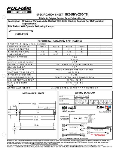 Fulham Lighting Ih2-Unv-270-T8 Icehorse 2 Low Temp Ballast, 120V, Black/Red #TOP4