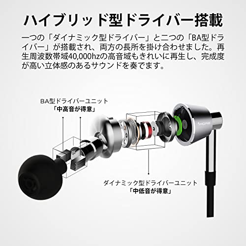 1MORE 有線 イヤホン ハイレゾ音源対応 トリプルドライバー Hi-Res ステレオ Hi-Fiサウンド ビジュアルグランプリ(VGP) ノイズ遮断 カナル型 リモコン・マイク付 カナル型 E1001 (シルバー)