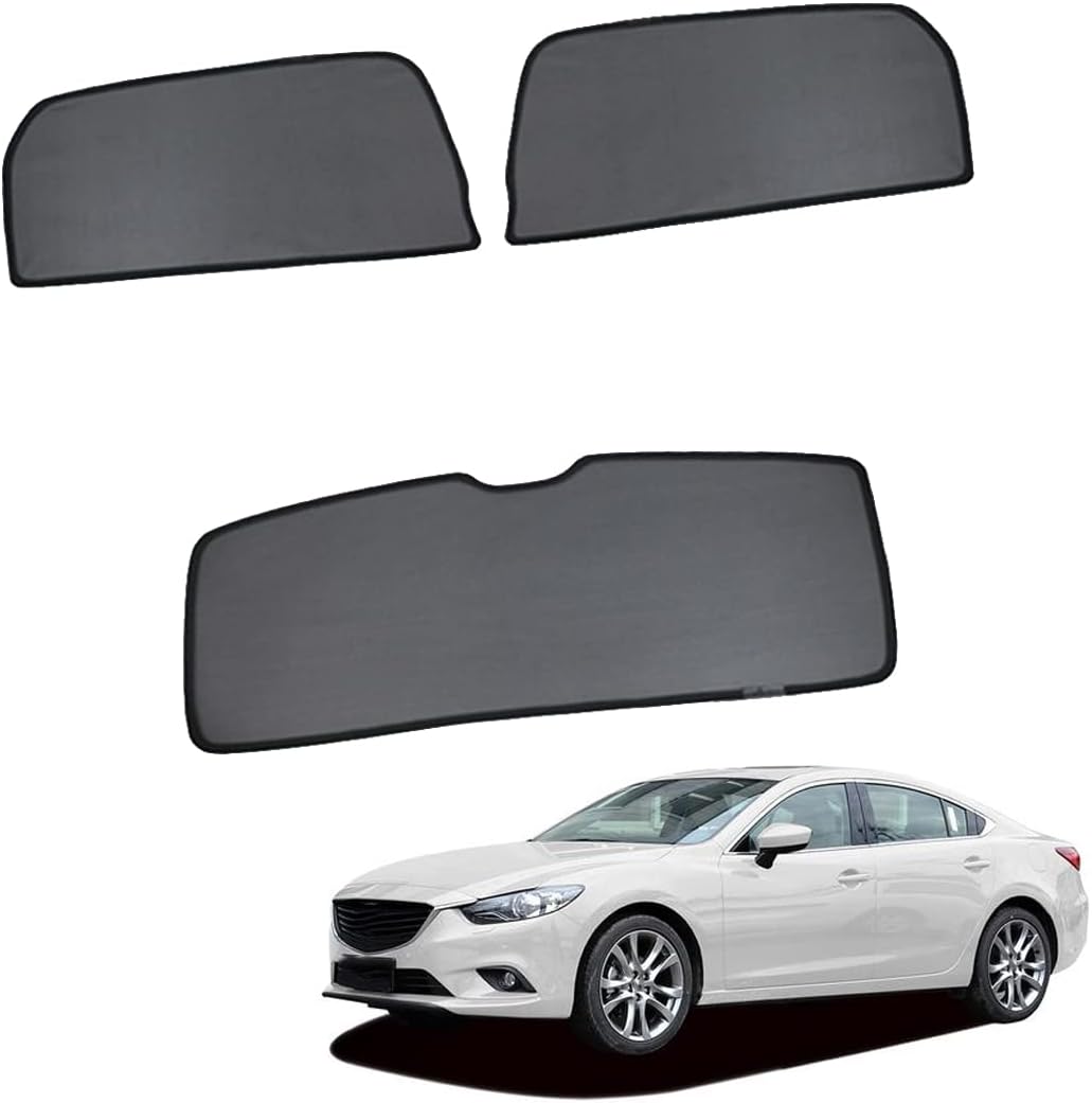 GCcv Car Window Shade for Kids Side Window Sun Shade for Mazda 6 Sedan GJ 2013-2021 Magnetic Curtain Sun UV Protection Covers for Baby Sleeping Auto Accessories,Rear-Window+Back-windscreen-3PCS