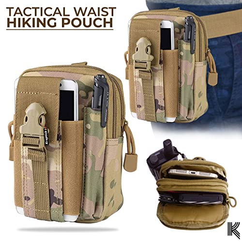 Image of Kraptick Multi-Purpose Water Resistant Waist Bag with Dual Compartment, Waist Bag Mobile Phone Holder, Waist Pack for Men, Women Camping Hiking Pouch (CP Camouflage)
