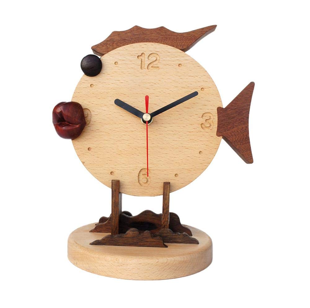 Retro Reloj de sobremesa Salón de Madera Maciza Reloj de Mesa Decoración ， Decorativo Reloj silencioso sin tictac Reloj Retro clásico de Escritorio Reloj