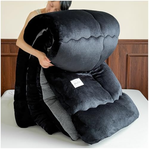 ZTGL Trapunta Calda Imbottita Invernale Letto Matrimoniale Trapunte Invernali Pesanti in Lana d'Agnello Piumoni Singoli/Matrimoniali Invernali Coperta Pesante di Lusso,Nero,100x150cm(1.5kg)