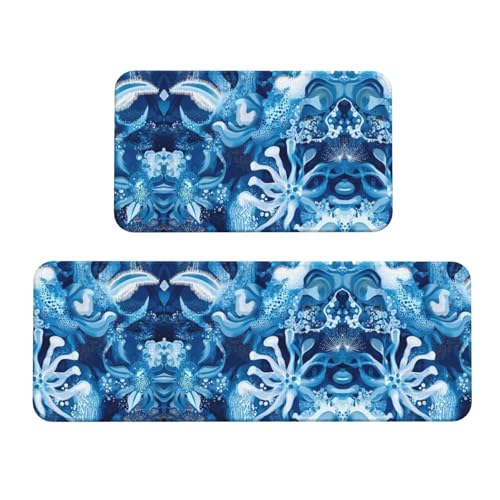 Alfombrillas de cocina y lavandería Blooming Ice Flowers tapetes antideslizantes 2