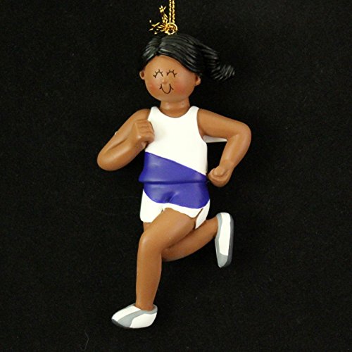 Runner Female African-American Personalized Christmas Tree Ornament #TOP12