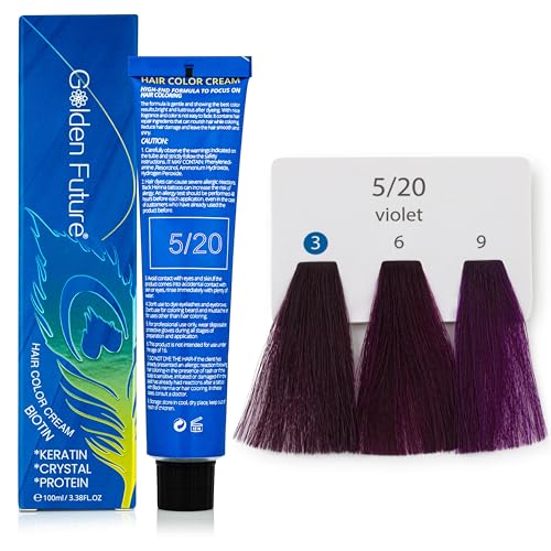 Golden Future Hair Colour Ammonia-free, with Crystal, Keratien, Protien ''Permanent Hair Dye'' (5/20 Violet, ''100ML'') hair color, hair dye