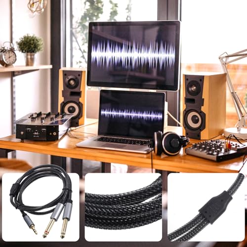 Cable divisor Jack 3.5mm a Dual 6.35mm 1m para audio miniatura 4