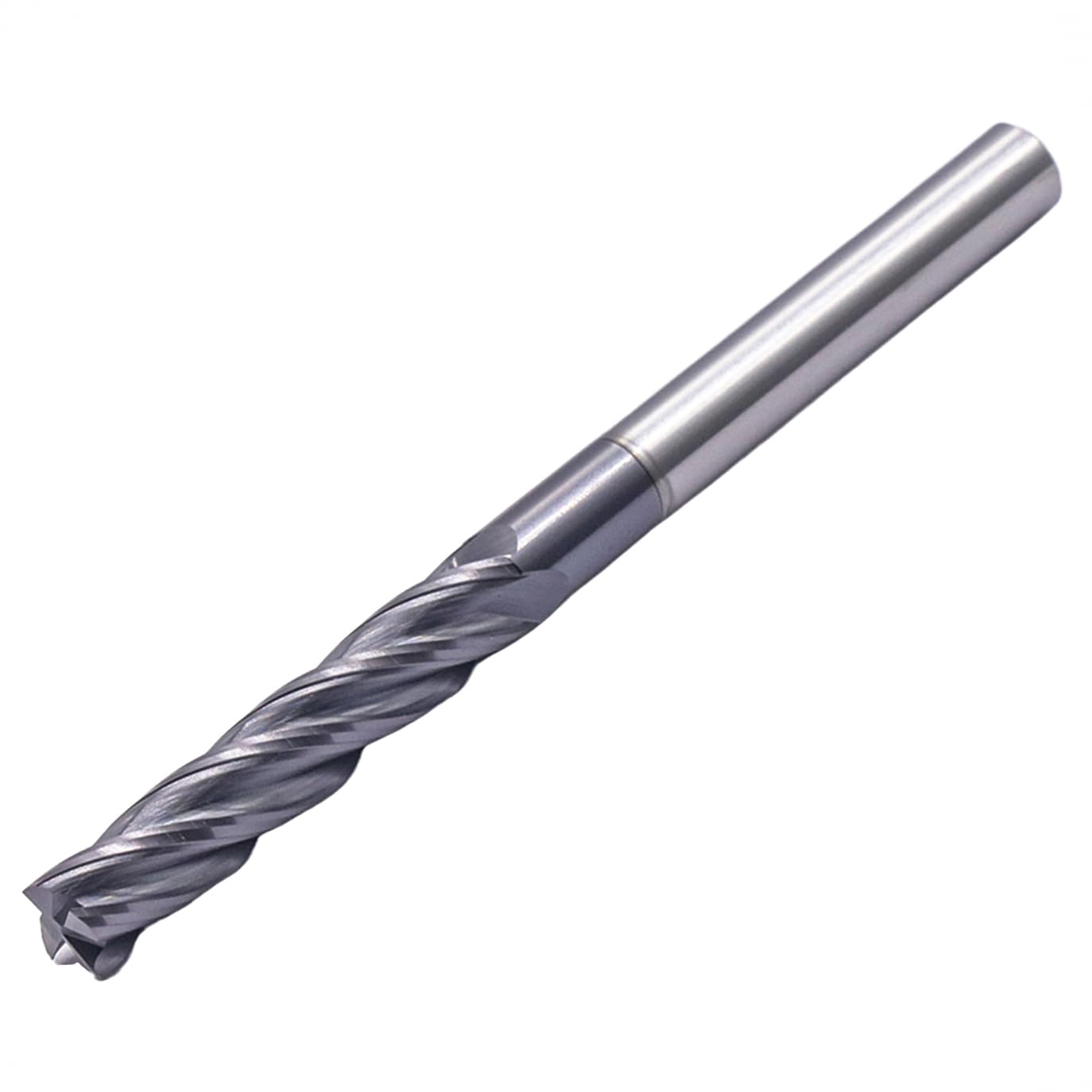 High Performance Solid Carbide Long End Mill - AlCrN Coated, Variable Helix, 4 Flute, 5/16" Cutting Diameter, 5/16" Shank Diameter, 1-5/8" Length of Cut, 4" Overall Length, Square End