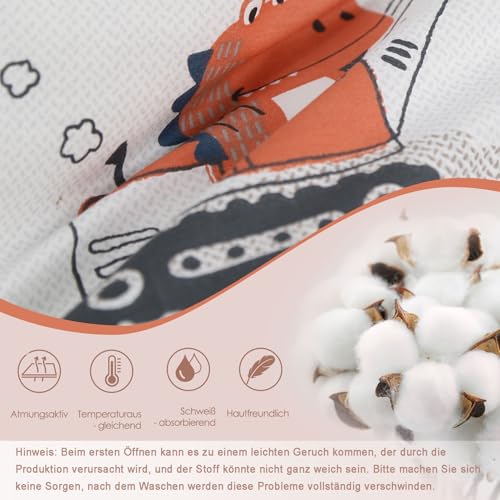 Kinderbettwäsche 100x135 Jungen Mädchen 100% Baumwolle Reißverschluss Dinosaurier bunt Babybettwäsche Kinder Bettwäsche Set