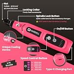 HARDELL Mini Cordless Rotary Tool 3.7V, 5-Speed Rotary Tool Kit with 43 Accessories,Type-C Charging Power for Engraving, Sanding, Polishing, Drilling, Grinding, Small DIY Crafts (Pink-Black)