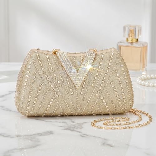 Image of SH Clutch Purse Rhinestone Clutch Purses for Women Glitter Prom Purse
