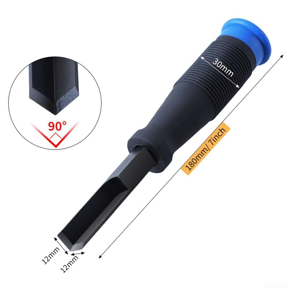 DAZZLEEX Ciseau à bois HSS à angle droit - Burin à trou traversant - Pour menuisier - Longueur : 180 mm