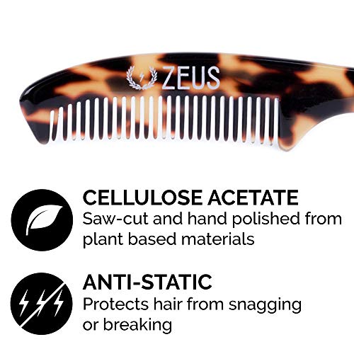Zeus Mustache Comb Set For Men - Best Handmade Saw-Cut Pocket, Folding, And Large Moustache Comb Gift Set! (Tortoiseshell) #TOP6