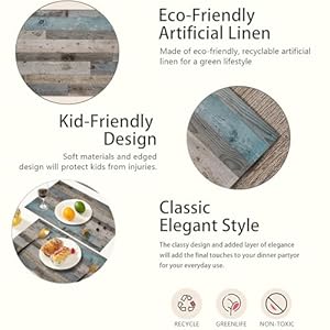 Rustic Wood Grain Placemats Set of 6Vintage Barn Wooden Place Mats Heat Resistant Washable Non Slip Table Mats for Party Kitchen Dining Decor 12×18 Inch