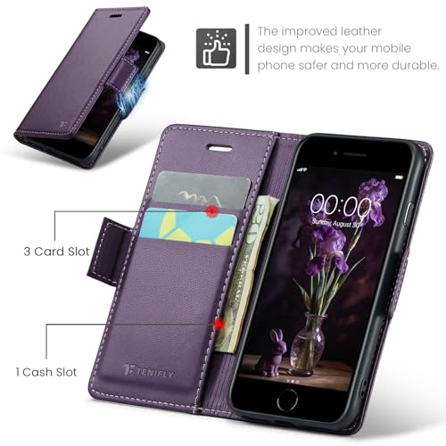 Tenifly for iPhone 7/8/SE Case Wallet with RFID Blocking Card Holder, PU Leather Kickstand Protective Flip Phone Cover Fit for iPhone 7/8/SE 4.7" Purple by Tenifly - Used condition - Image 8