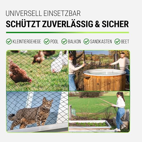 FISO® Teichnetz - 5x10m I Vogelschutznetz engmaschig, robust, witterungs- & UV-beständig I Schwarzes Teich Netz feinmaschig (15x15mm) I Netz zum Schutz von Teich, Balkon, Kirschbaum & Mehr
