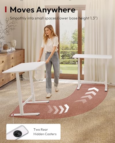 Image of SANODESK Mobile Workstation Standing Desk with Gas-Spring Lift, Rolling Desk 32x20''Adjustable Height, One-Piece Desktop Workstation,Walking Pad & Treadmill Compatible, Portable Home Office