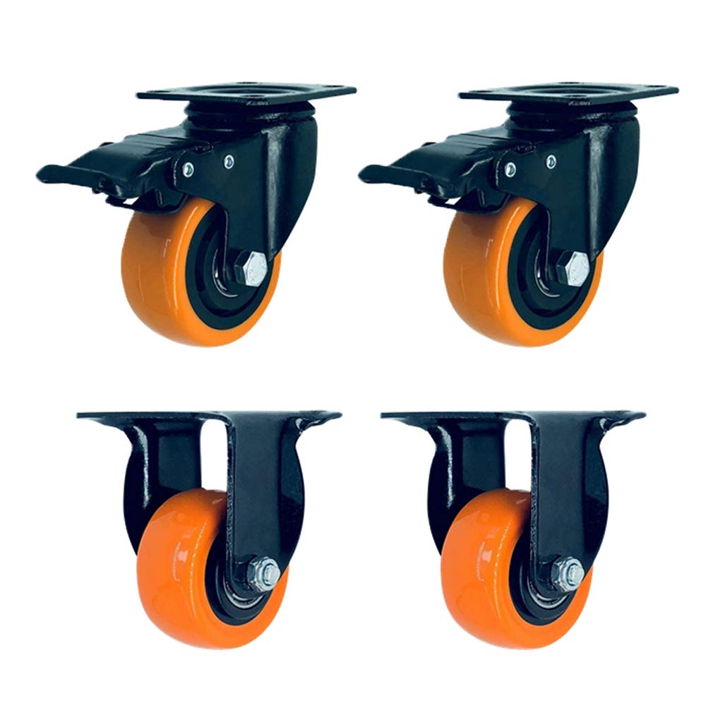 GBRJUYF Heavy-Duty Furniture Cs 2 Swivel Wheels with Brakes + 2 Fixed Wheels Industrial Trolley Rollers for Easy Mobility Perfect for Furniture & Equipment