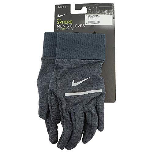 Nike Men's Dri Fit Heathered Sphere Touch Screen Running Gloves (Medium, Grey)