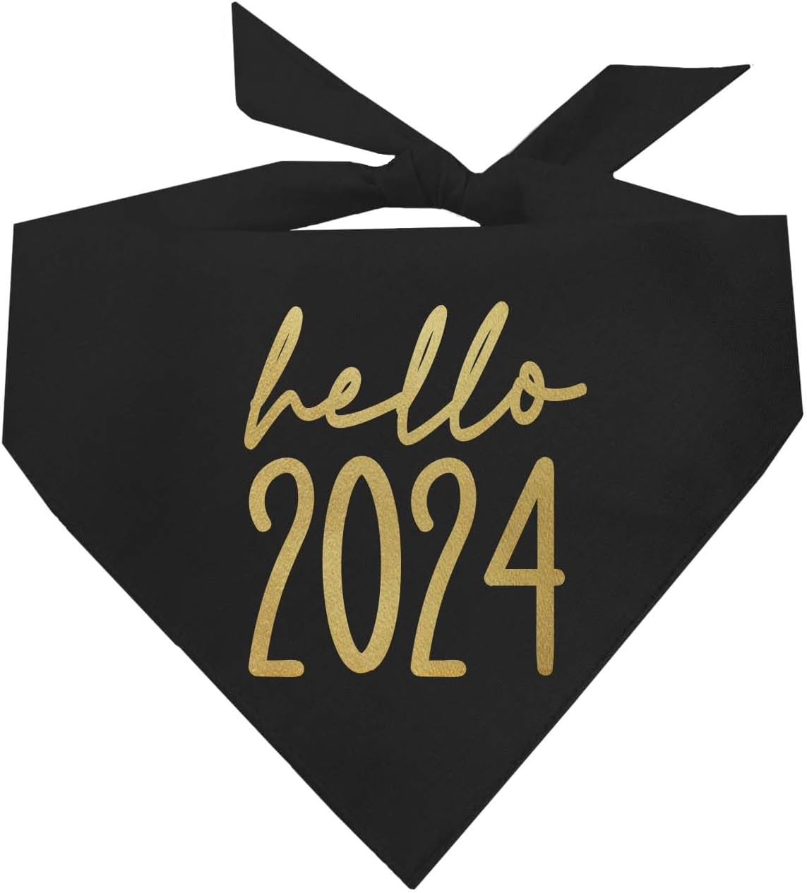 Hello 2024 Happy New Year Party Dog Bandana (Black, OS 1124)
