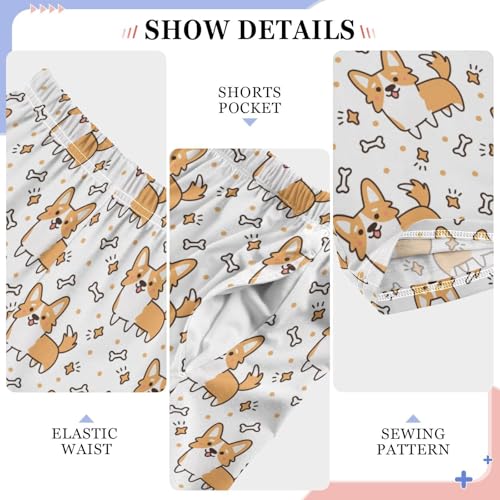 Corgi Dog Bone Boys Long Pants Soft Trousers Elastic Waist Kids Lounge Bottoms with Pockets S-XL4