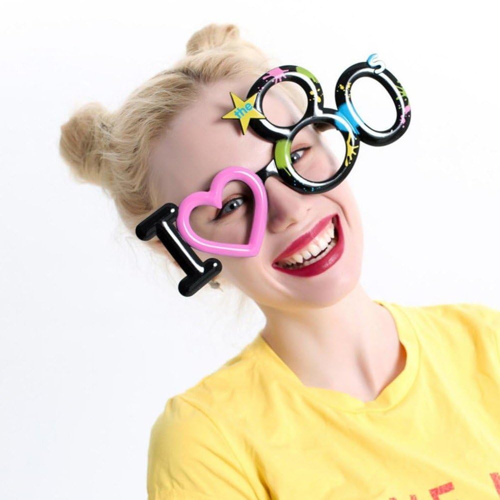 Okulary imprezowe z lat 80., śmieszne okulary na Halloween, kocham okulary imprezowe z lat 80., prezenty imprezowe dla dorosłych, okulary retro, akcesoria fotograficzne, akcesoria do zdjęć