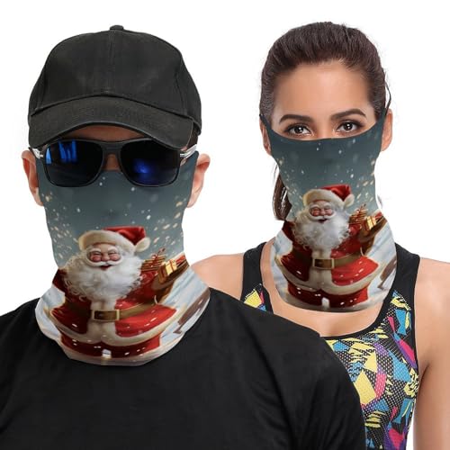 Neck Gaiter Christmas Santa Claus Face Mask for Travel Face Cover Scarf for Men Women Elastic Headbands Wind-proof Bandana for Skiing Fishing Hiking Cycling