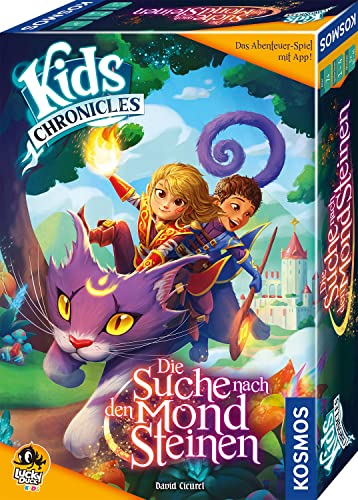 KOSMOS 683368 Kids Chronicles - Die Suche nach den Mondsteinen, Kooperatives Abenteuerspiel mit App-Anbindung, Familienspiel, Kinderspiel ab 7 Jahre, Brettspiel mit App, Interaktives Brettspiel