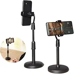 Suporte Para Celular De Mesa Altura Ajustável Compatível com Iphone e Android Até 9 Cm de Largura Ideal Para Estudo Trabalho Vídeos Videochamadas Gravação de Conteúdo Tripé Para Home Office